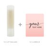 Andaz Press Personalized Blush Pink Rose Elegant Party Collection, Lip Balm, Your Text Here, 12-Pack, Custom Party Favors Decor