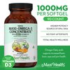 Maxi Health Omega 3 Supplement - Omega-3 Fish Oil Triple Concentrate w/ Vitamin D3 - Potent Source of EPA / DHA Fatty Acids - Heart, Brain, Joint Health - Kosher Wild Caught Marine Fish - 90 Softgels