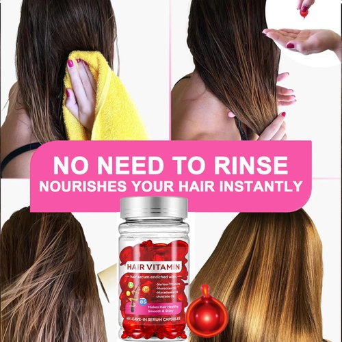 SEWOG Hair Vitamin Serum Capsule, Hair Treatment Serum, Enriched with Moroccan Macadamia Avocado Oil, Vitamins A, C, E, Pro B5, No Rinse, Men's and Women's Conditioning Serum for All Hair Types