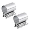 EVIL ENERGY 2.5 Inch Exhaust Clamp,2 1/2" Butt Joint Band Clamp Sleeve Coupler Stainless Steel for Pipes,Mufflers,Catalytic Converters 2PC