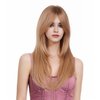 Rugelyss Long Wavy Strawberry Blonde Wigs for Women, Ombre with Dark Roots Layered Synthetic Hair Wig with Bangs for Daily Party