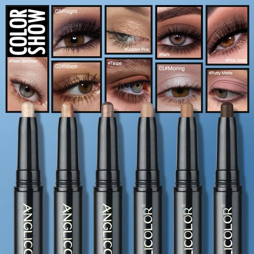 Anglicolor Eye Shadow Sticks,Pearlescent Matte Dual Color Cream Eyeshadow Stick,Shimmer Highlighter Long Lasting Waterproof,Highly Pigmented Color (03 brown shimmer/espresso)