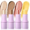 LUXAZA 4Pcs Cream Blush Contour Highlighter Bronzer Moisturizer Stick Makeup Set #T Blush Glow2