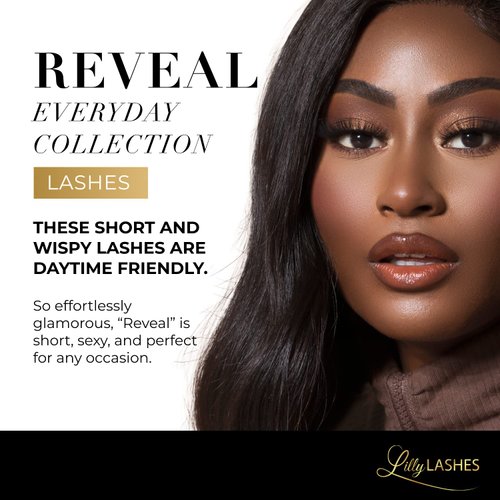 Lilly Lashes Everyday Reveal Faux Mink Lashes False Eyelashes Natural Look Faux Wispy Lashes Mink Strip Lashes Short Lashes Round Shaped Natural Lashes 13 mm Reusable Up to 20 Times