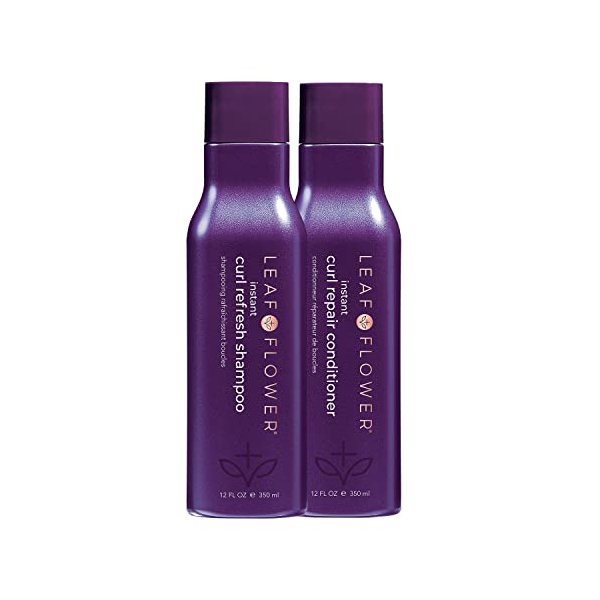 Leaf & Flower Instant Curl Refresh Shampoo & Curl Repair Conditioner 12 oz Duo