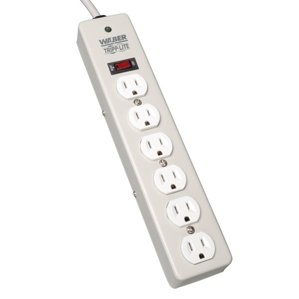 Tripp Lite 6 Outlet Surge Protector Power Strip, Industrial, 6ft. Cord, 2100 Joules, Metal, (DG115-Si) Gray