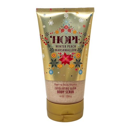 Bath & Body Works HOPE Winter Peach Marshmallow Body Scrub with a Wild Jasmine Bar Soap - Full Size