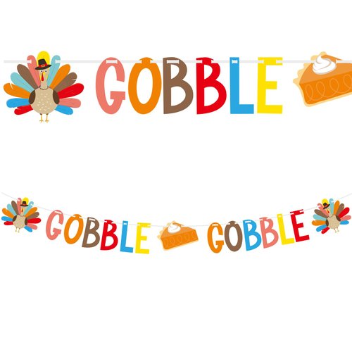 Gobble Gobble Turkey Thanksgiving Banner - Essential Thanksgiving Party Supplies for Unforgettable Thanksgiving Party Decorations