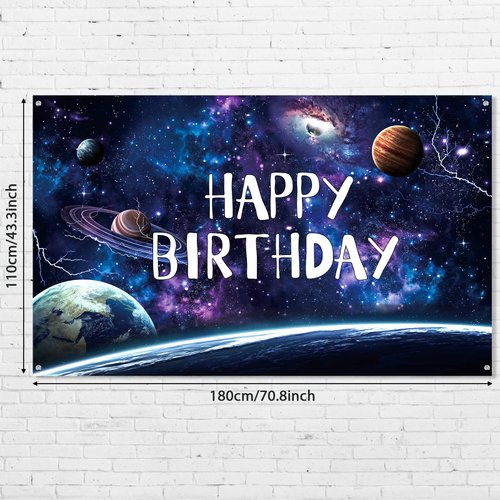 Space Galaxy Birthday Party Decorations Space Theme Backdrop 6x3.6ft Space Photography Background for Birthday Party Supplies Universe Milky Way Planet for Kid Boys Happy Birthday