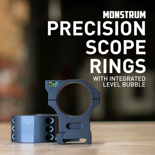 Monstrum Precision Scope Rings with Integrated Level Bubble | 34 mm Diameter | Picatinny/Weaver | Extra High Profile