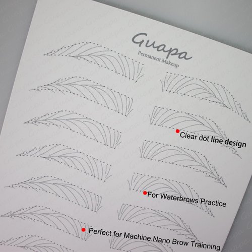 3pcs Double Sided Pre-printed Strokes Practice Skin Silicone Hair Strokes Practice Pad Latex Skin for Microblading Practice(9 Pairs Hairstroke Outlines)