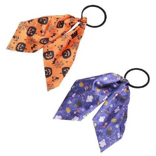 2Pcs Halloween Hair Ties Pumpkin Ghosts Hair Scrunchies Ribbon Cheer Hair Bows Elastic Ponytail Holder Orange Cheerleading Bow Hair Ties Halloween Hair Accessories for Women Halloween Hair Decoration