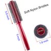 Beetoo Small Round Wooden Hair Brush for Blow Drying with Wood Handle, 1.6 Inch Width Soft Nylon Bristles Big Wave Roll Comb for Short Medium Curly Hair (Red)