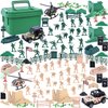 LovesTown 117PCS Army Men Playset, Military Soldier Set Army Action Figures Battle Group Military Base Toy with Green Box Vehicles Helicopter for Kids