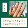 Shamrock Press on Nails Short Square St Patricks Day Nails Glue on Green Clover False Nails with Designs French Tips Nude Irish Fake Nails Acrylic Artificial Coffin Nails Full Cover Nails for Women