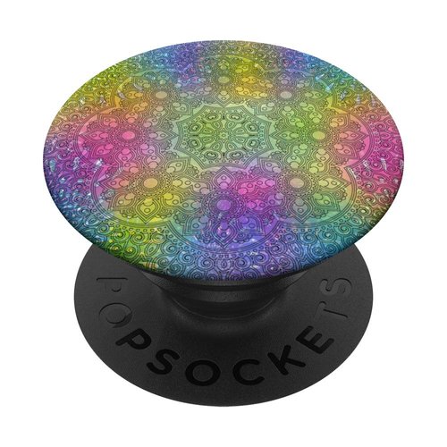 Cell Phone Pop Out Holder,Cute Ring Rainbow Mandala Design PopSockets Grip and Stand for Phones and Tablets