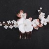 Teyglen Floral Flower Bride Wedding Hair Comb Rose Gold Leaf Headpiece with Flower Bridal Side Comb Hair Accessories for Women Wedding Hair Piece (Rose gold)