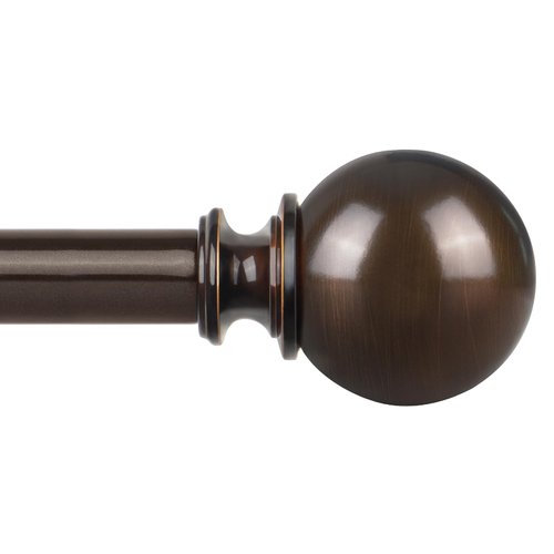 KAMANINA Curtain Rods for Windows 28 to 48 Inches, Antique Bronze Curtain Rod 32 to 58 inch (2.6-4.8ft), 7/8 Inch Decorative Drapery Rod with Round Finials