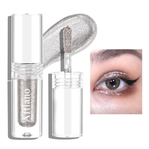 White Glitter Sparkly Liquid Eyeshadow Set,High-impact Metallic Diamond Pearl Glitter Eyeshadows For Eyes/Face,Longwear Crystals Eye Makeup Bling Shimmery,Talc Free Fit Mature Skin For old women,#3