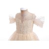 Glamulice Big Girls Princess Sparkle Tulle Dress Flower Girls Formal Dresses Lace Champagne Off Shoulder Vintage Sequin Bridesmaid Costume Dance Ball Gown Wedding Pageant Holiday Prom Party Gown 15 14