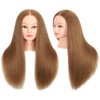ZOMOI Mannequin Head 100% Human Hair,Hairdresser Cosmetology Mannequin Doll Head Practice Braiding Head with Free Clamp (27#Light Brown)