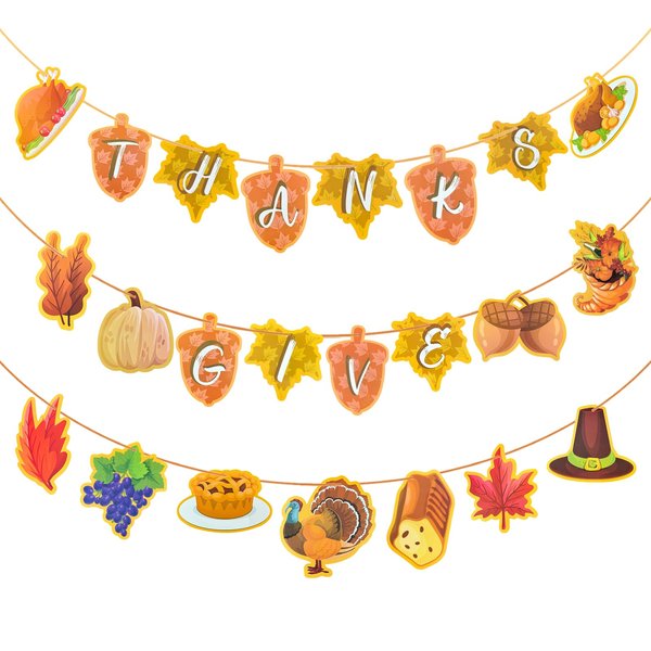 Gcardist Thanksgiving Party Banner Flag, Thanksgiving Paper Party Banners Decorations, Fall Party Supplies for Autumn Themed Party.(23PCS)