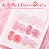 Born Pretty Jelly Gel Nail Polish Sheer Pink Gel Nail Polish Crystal Transparent Milky Gel Polish Kit Nail Art Varnish Collection Gift Set 10ML 6PCS