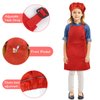 SUNLAND Kids Apron And Hat Set Children Chef Apron For Cooking Baking Painting (Red, S)