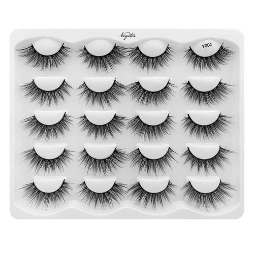 Vayator 10 Pairs 3D Mink Lashes Natural False Eyelashes Dramatic Volume Fake Lashes Makeup Eyelash Extension Silk Handmade Eyelashes (Y004)