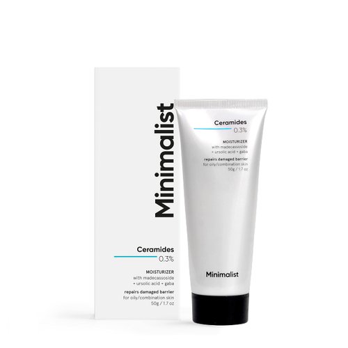 Minimalist Oily Skin Face Moisturizer for Barrier Repair | 0.3% Ceramide Madecassoside | For Women & Men | 1.7 Oz / 50 gm