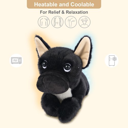 SuzziPals Heatable & Coolable French Bulldog Stuffed Animal, Microwave Heating Pad Stuffed Animals for Cramps & Pain, Cute Lavender Plushies Dog Stuffed Animals, Dog Plush Toys French Bulldog Gifts