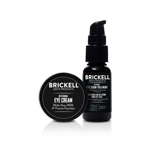 Brickell Men's Restoring Eye Routine for Men, Eye Serum and Eye Cream for Men, Natural and Organic, Unscented, Men's Skin Care Gift Set