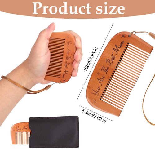 Labor Comb Set, Birth Wooden Engraved Comb Birthing Comb for Labor Childbirth Hair Comb with Storage Bag & Lanyard Pregnancy Comb Labor and Birthing Essentials Gifts for Women