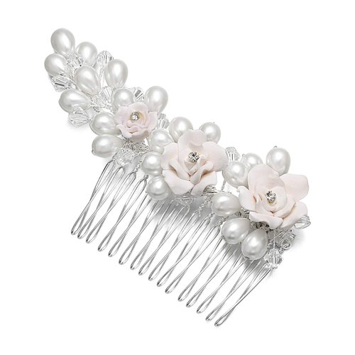 SAMKY Handmade Flower Crystal Pearl Bridal Hair Comb FC048