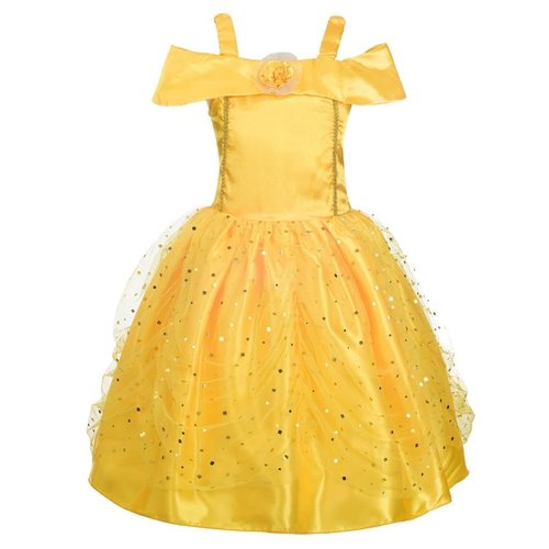 Dressy Daisy Little Girls Princess Dress Up Costume Gold Yellow Ball Gown Fancy Halloween Xmas Birthday Party Carnival Size 10-12