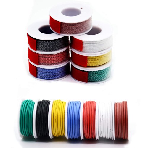 20awg Silicone Electrical Wire Cable 7 Colors (23ft Each) 20 Gauge Hookup Wires kit Stranded Tinned Copper Wire Flexible and Soft for DIY