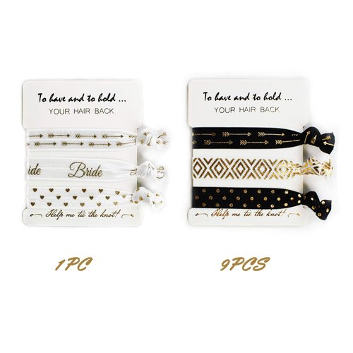 LADY & HOME Bride Tribe Hair Tie, Bridesmaid Hair Tie,Bride Squad Hair Tie for Bachelorette Party Gifts or Wedding Favors(Black)