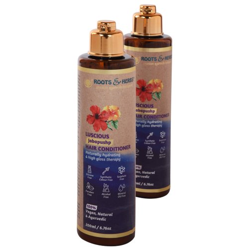 ROOTS AND HERBS Ayurvedic Hair Conditioner 100% Vegan No Paraben Jabapushp Lucious Hair Conditioner Hydrates Nourishes & Restores Shine, For Damaged Dry Hair for Men and Women 6.76oz