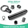 TISUR Keychain Pill Holder,Titanium Pill Case Portable Waterproof Pill Organizer Black Vitamin Container, EDC Pill Box Pill Bottle for Pocket Purse Daily Travel Outdoor（Long Tiny Pill Case Black）