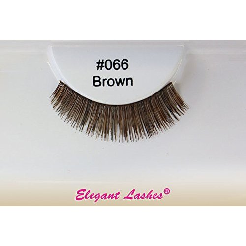 Elegant Lashes #066 Brown Short Natural Thick False Eyelashes (100% Natural Human Hair)