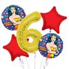 Wonder Women Balloon Bouquet 6th Birthday 5 pcs - Party Supplies