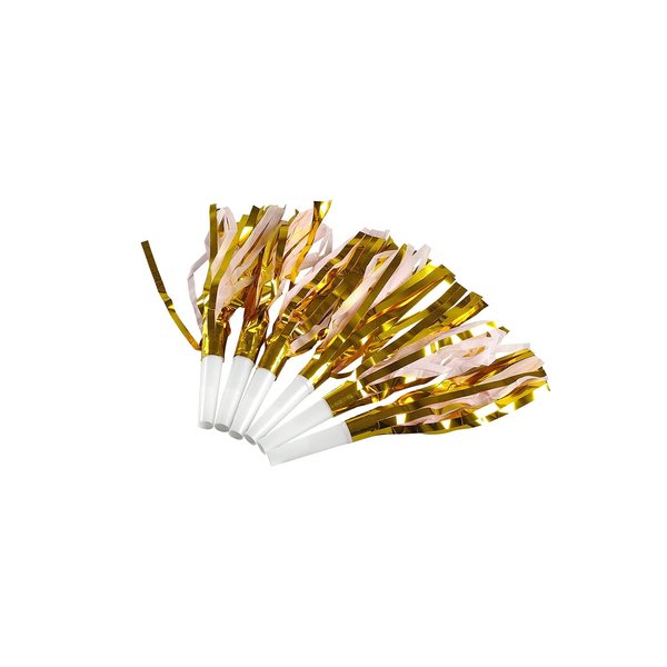 HAOYUNLAI 24 Pcs Party Horns Noisemakers Pink, Glitter Metallic Fringed noise makers party favors for adults, for New Year Carnival Celebration,Birthday,halloween Party Favor Decoration