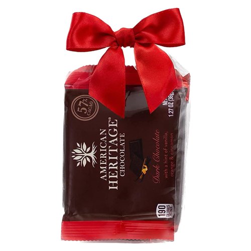 American Heritage Chocolate Bars - 57% Cacao Artisanal Dark Chocolate Bar with Hints of Vanilla, Orange and Cinnamon, 1.27oz Candy Bar/Tablet (Pack of 4)