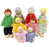 PUCKWAY Lovely Happy Dollhouse Dolls Family Set of 8 Wooden Figures for Children House Pretend Gift