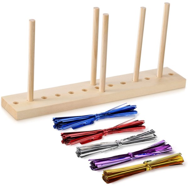 Bow Maker for Bow Ribbon Wreath Wooden Maker Tool with U-Shaped Scissor and Twist Ties for Making Bows DIY Crafts Christmas Party Decorations Hair Bows Corsages (Gold, Silver, Rose, Purple, Blue)