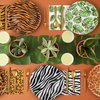 WIQEDOHA 100Pcs Jungle Safari Wild Animal Party Supplies Disposable jungle zoo animal Print Paper Plates and Napkins for Birthday Party, Baby Shower and jungle safari theme party decorations