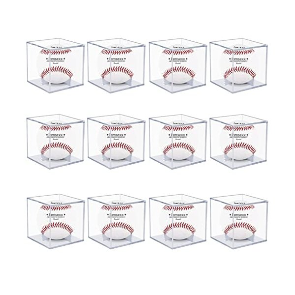 12 Pack UV Protected Acrylic Boxes for Display,Clear Display Case Baseball Cube Memorabilia Showcase Autograph Ball Protector
