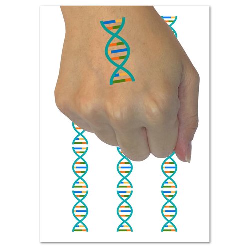 DNA Molecule Double Helix Science Symbol Temporary Tattoo Water Resistant Fake Body Art Set Collection - 54 1" Tattoos (1 Sheet)