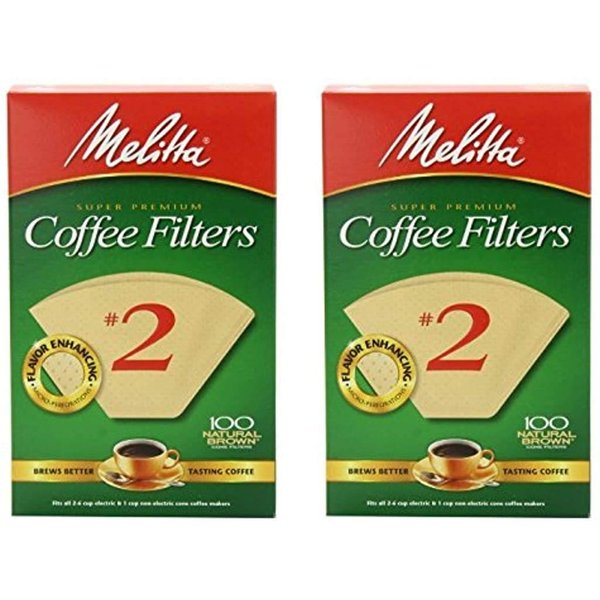 Melitta Cone Coffee Filter #2 - Natural Brown 100 Count (2 Pack)