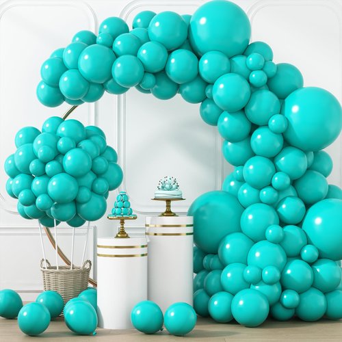 RUBFAC 129pcs Teal Blue Balloons Different Sizes 18 12 10 5 Inch Latex Turquoise Teal Balloon Garland Arch for Party Decoration Birthday Wedding Engagements Anniversary Baby Shower Party Supplies